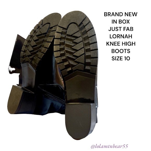 BRAND NEW JUST FAB KNEE HIGH BLK BOOTS-SOFT SILKY/STRETCH BACK & FLAT HEEL-SZ 10 - Picture 14 of 16